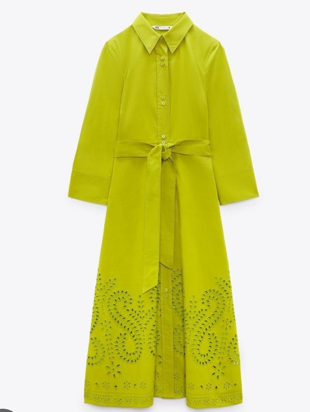 NWT Zara Embroidered Laser Cut Maxi Shirt Dress *No Belt*